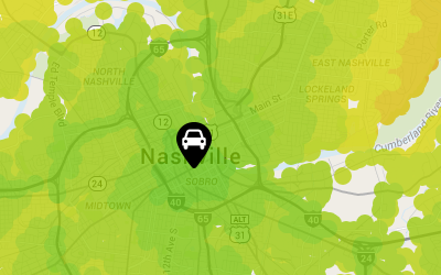 Typical Nashville Commute Times By Neighborhood [heat map]